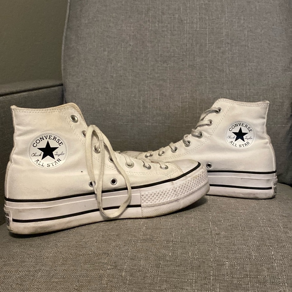 Platform white converse, size 8